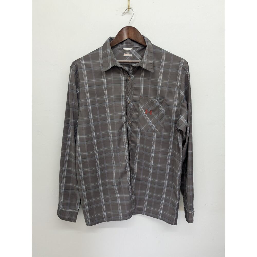 UNDER ARMOUR XL All Season Gear Plaid Button Up Shirt Untuck Hem